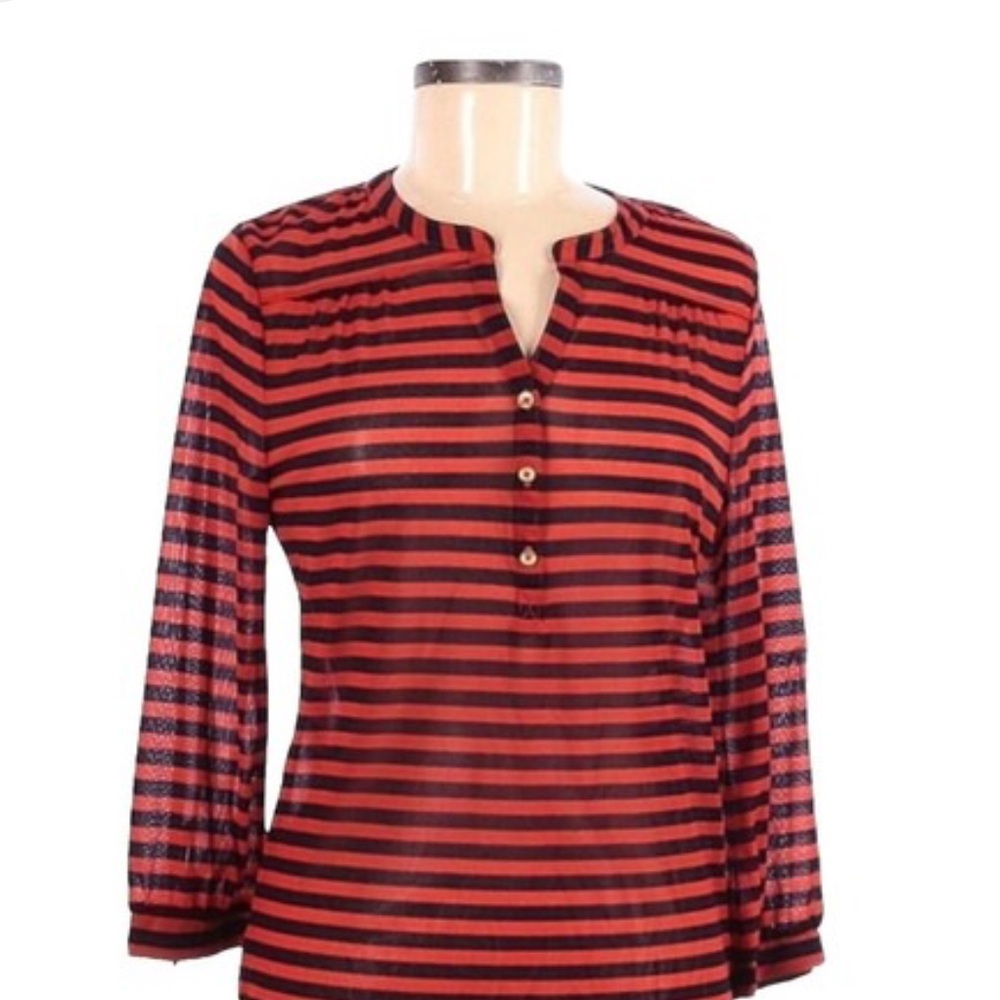 Outback Red Striped Long Sleeve Top - Red/Orange and Blue - Picture 3 of 10